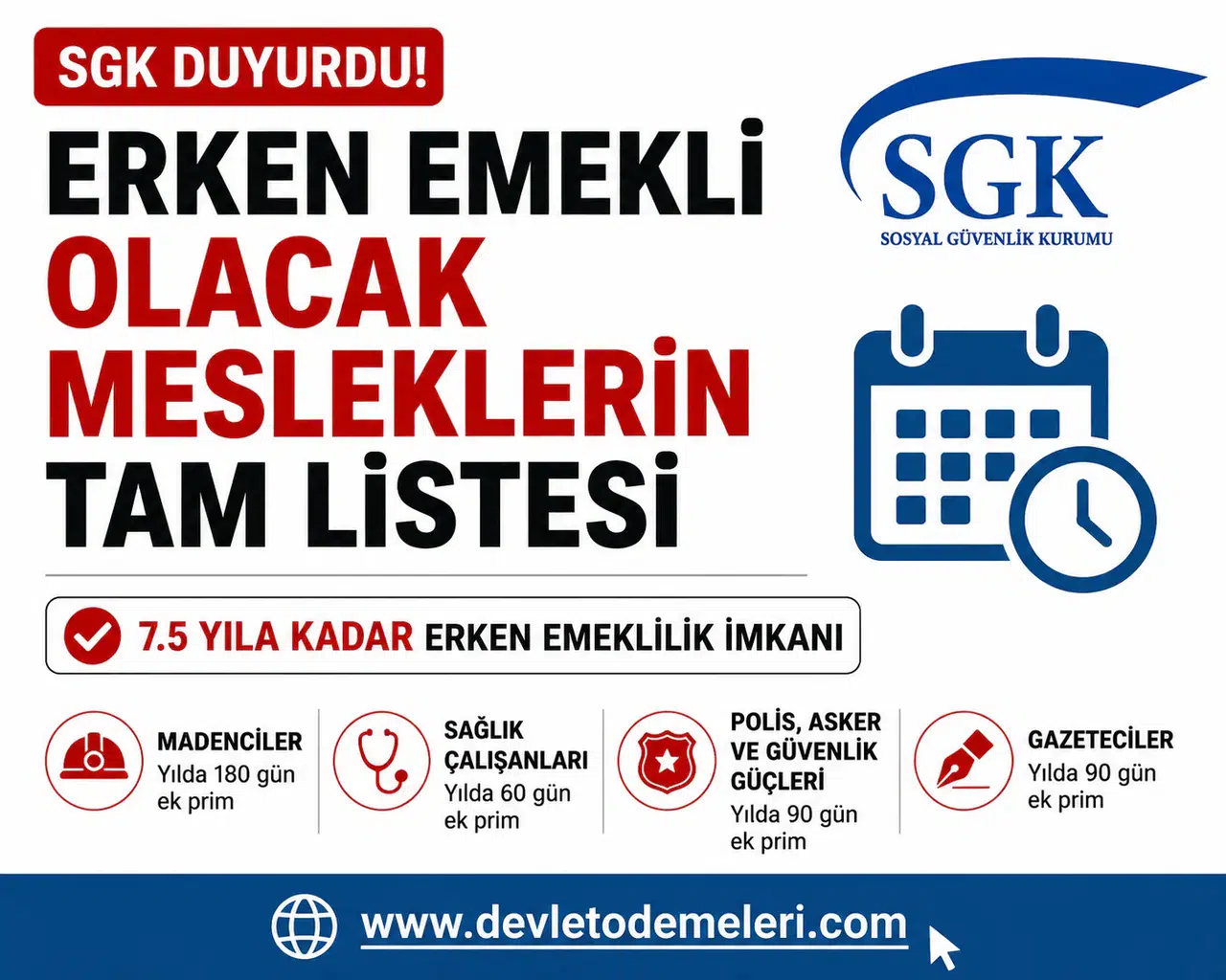 Erken Emekli Olacak Mesleklerin Tam Listesi 2026 SGK’dan