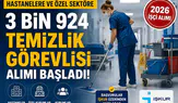 Hastanelere ve Özel Sektöre 3 Bin 924 Temizlik Görevlisi Alımı