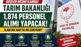 Tarım ve Orman Bakanlığı 1.874 Personel Alımı