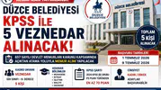 Düzce Belediyesi KPSS ile 5 Veznedar Alımı Yapacak! Başvuru Şartları