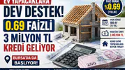 Ev Yapacaklara 0.69 Faizli Dev Konut Kredisi Desteği! 3 Milyon TL’ye Kadar