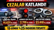 2026 trafik cezaları açıklandı! Hız, kırmızı ışık, drift, ehliyetsiz araç kullanma ve tüm trafik ihlallerinin güncel ceza tutarları ile %25 indirim detayları