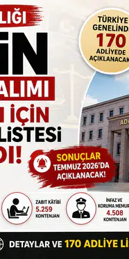 Adalet Bakanlığı 15 Bin Personel Alımı Sonuçları İçin 170 Adliye Listesi Açıklandı!
