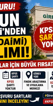 Giresun Üniversitesi KPSS’siz Sürekli İşçi Alımı: Lise Mezunu ve 35 Yaş Şartıyla