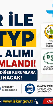 İş-Kur TYP Personel Alımı 2026 OGM, AFAD, DSİ VE KGM Personel Alımları