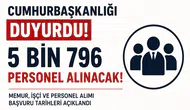 Cumhurbaşkanlığı 5 Bin 796 Personel Alımı Duyurusu Yayımlandı