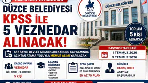 Düzce Belediyesi KPSS ile 5 Veznedar Alımı Yapacak! Başvuru Şartları
