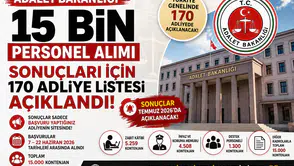 Adalet Bakanlığı 15 Bin Personel Alımı Sonuçları İçin 170 Adliye Listesi Açıklandı!