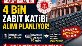 Adalet Bakanlığı 4 Bin Zabıt Katibi Alımı İçin Hazırlıkta: Başvuru Şartları