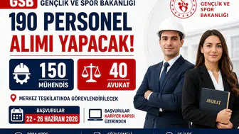 GSB 190 Sözleşmeli Personel Alımı Başlıyor! 150 Mühendis ve 40 Avukat İ