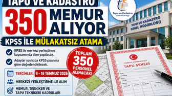 Tapu ve Kadastro 350 Memur Alımı 2026: KPSS ile Mülakatsız Atama