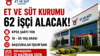 Et ve Süt Kurumu 62 Sürekli İşçi Alımı Yapacak! KPSS Şartı Yok