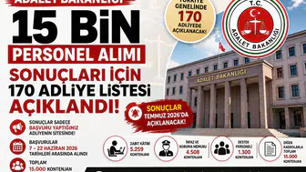 Adalet Bakanlığı 15 Bin Personel Alımı Sonuçları İçin 170 Adliye Listesi Açıklandı!
