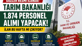 Tarım ve Orman Bakanlığı 1.874 Personel Alımı