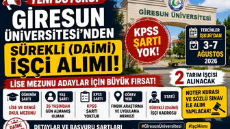 Giresun Üniversitesi KPSS’siz Sürekli İşçi Alımı: Lise Mezunu ve 35 Yaş Şartıyla