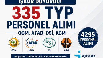 İŞKUR ile 335 TYP Personel Alımı Başladı! OGM, AFAD, DSİ ve KGM Kadroları