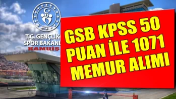 GSB KPSS 50 Puan İle 1071 Memur Alımı! Resmi Gazete