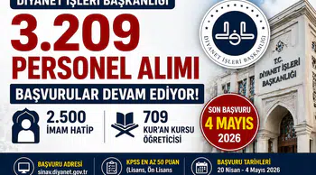 Diyanet 3.209 Personel Alımı Sürüyor Başvurular 4 Mayıs’ta Bitiyor
