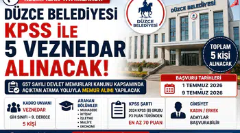 Düzce Belediyesi KPSS ile 5 Veznedar Alımı Yapacak! Başvuru Şartları