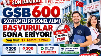 GSB 600 Sözleşmeli Personel Alımı Başvuruları Sona Eriyor! Sonuçlar Ne Zaman Açıklanacak?