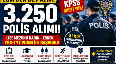 EGM 3.250 Polis Alımı Yapacak! KPSS Yok, Lise Mezunu ve TYT ile Başvuru