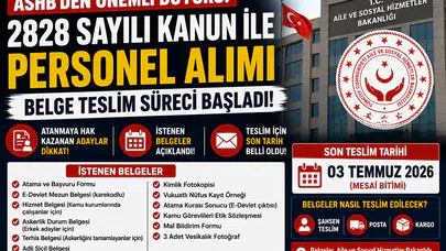 ASHB 2828 Kapsamında Atanmaya Hak Kazananlar İçin Belge Teslim Duyurusu