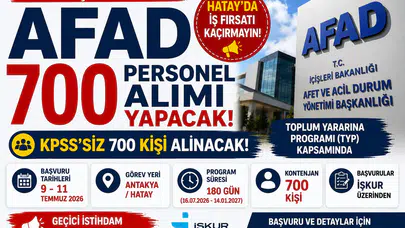 AFAD Hatay'da KPSS Şartsız 700 Personel Alımı Yapacak! Başvurular Başladı