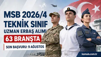 MSB 2026/4 Teknik Sınıf Uzman Erbaş Alımı Başladı 63 Branşta Başvuru Şartları