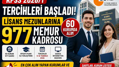 KPSS 2026/1 Tercihleri Başladı! Lisans Mezunlarına 977 Memur Kadrosu Açıldı