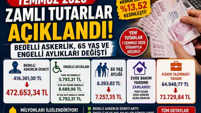 Temmuz Zamları Hesaplara Yansıdı! Bedelli Askerlik, 65 Yaş ve Engelli Aylıkları Değişti
