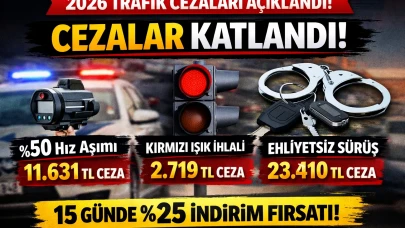 2026 trafik cezaları açıklandı! Hız, kırmızı ışık, drift, ehliyetsiz araç kullanma ve tüm trafik ihlallerinin güncel ceza tutarları ile %25 indirim detayları