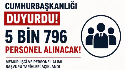Cumhurbaşkanlığı 5 Bin 796 Personel Alımı Duyurusu Yayımlandı