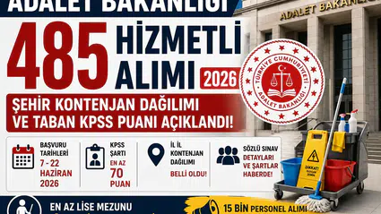 Adalet Bakanlığı 485 Hizmetli Alımı Başladı! İl İl Kontenjanlar, Başvuru Şartları