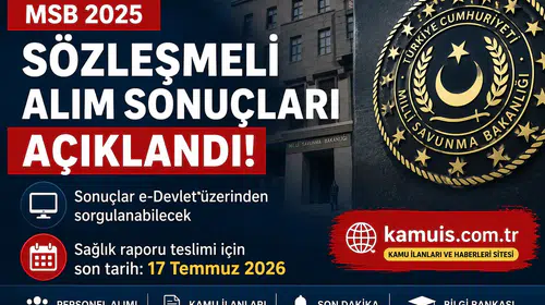 MSB 1.349 Sözleşmeli Personel Alımı Sonuçları Duyuruldu