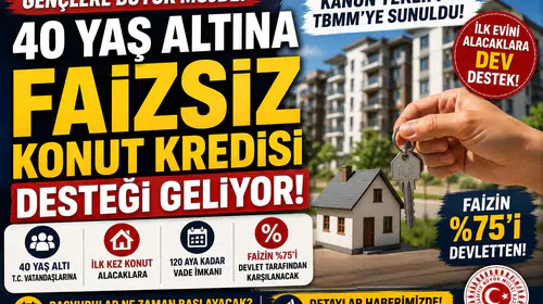 40 Yaş Altına Faizsiz Konut Kredisi Desteği Geliyor! Devlet Faizin Yüzde 75'ini Karşılayacak