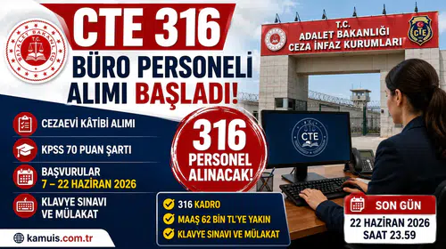 CTE 316 Büro Personeli Alımı Başladı! Cezaevi Kâtibi Kadroları Personel Alımı
