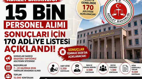 Adalet Bakanlığı 15 Bin Personel Alımı Sonuçları İçin 170 Adliye Listesi Açıklandı!