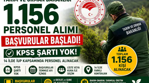 Tarım ve Orman Bakanlığı 1.156 Personel Alımı Başladı! KPSS Şartsız Başvuru Detayları