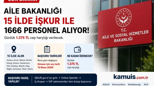 Aile Bakanlığı 15 İlde İŞKUR Üzerinden 1666 Personel Alımı Şartları