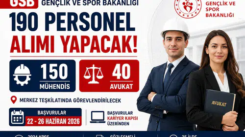 GSB 190 Sözleşmeli Personel Alımı Başlıyor! 150 Mühendis ve 40 Avukat İ