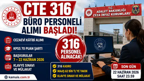 CTE 316 Büro Personeli Alımı Başladı! Cezaevi Kâtibi Kadroları Personel Alımı