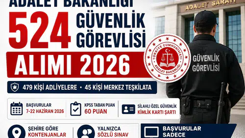 Adalet Bakanlığı 524 Güvenlik Görevlisi Alımı Başladı! Başvuru Şartları