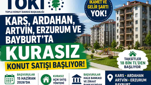 TOKİ’den 5 İlde Kurasız Konut Satışı Başvurular 15 Haziran’da Başlıyor Kars, Ardahan Erzurum