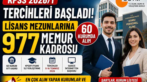 KPSS 2026/1 Tercihleri Başladı! Lisans Mezunlarına 977 Memur Kadrosu Açıldı