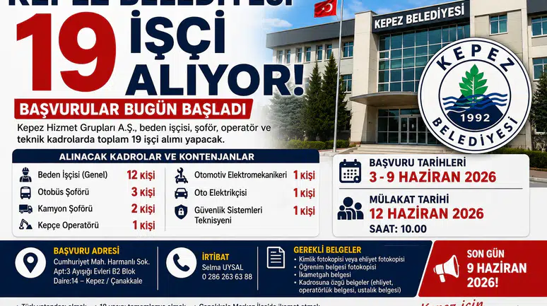 Kepez Belediyesi 19 İşçi Alımı Yapacak Başvurular Başladı