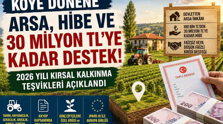 Köye Yerleşmek İsteyenlere  Büyük Destek! Devletten Arsa, Hibe ve 30 Milyon