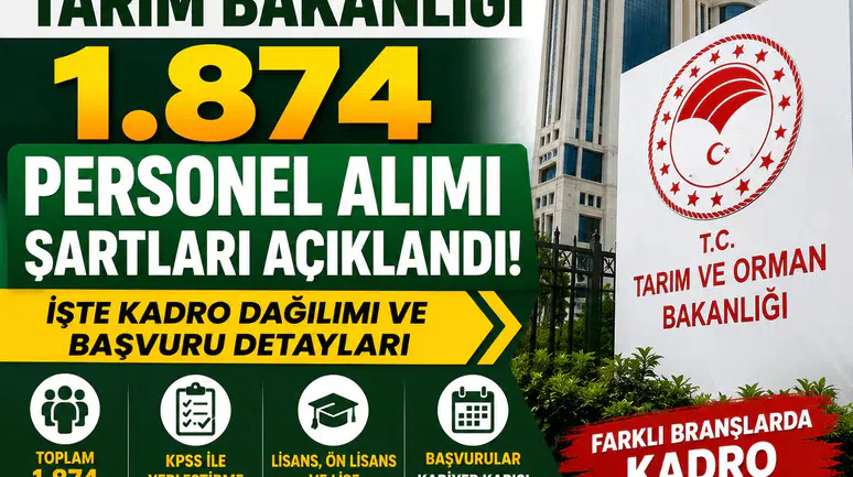 Tarım ve Orman Bakanlığı 1.874 Personel Alacak! Başvuru Şartları Belli Oldu