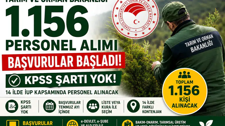 Tarım ve Orman Bakanlığı 1.156 Personel Alımı Başladı! KPSS Şartsız Başvuru Detayları
