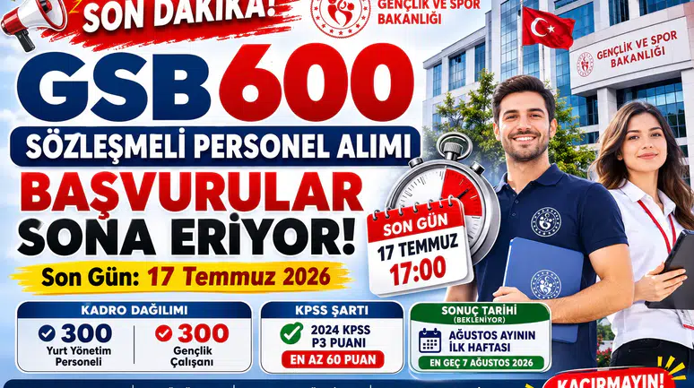 GSB 600 Sözleşmeli Personel Alımı Başvuruları Sona Eriyor! Sonuçlar Ne Zaman Açıklanacak?