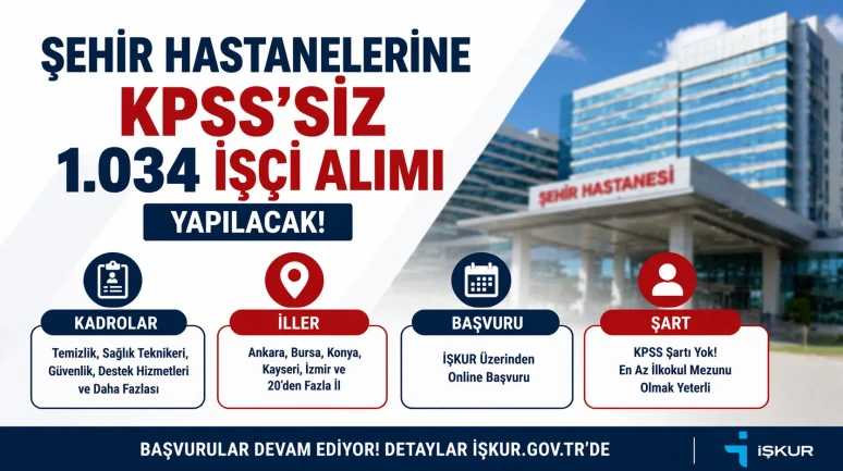 Şehir Hastanelerine KPSS’siz 1.034 İşçi Alımı Başvuru Şartları